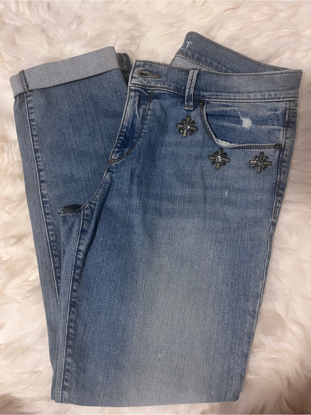 Blue Jeans with Beaded Accent pockets